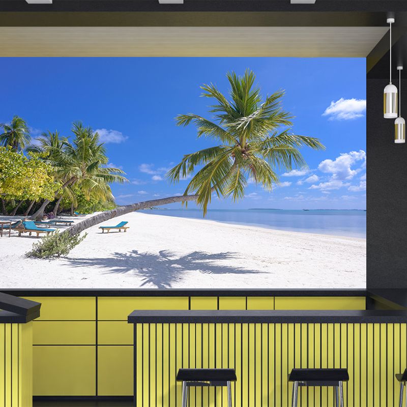 Sandy Beach Coast Wallpaper Mural Contemporary Wall Covering for Bathroom