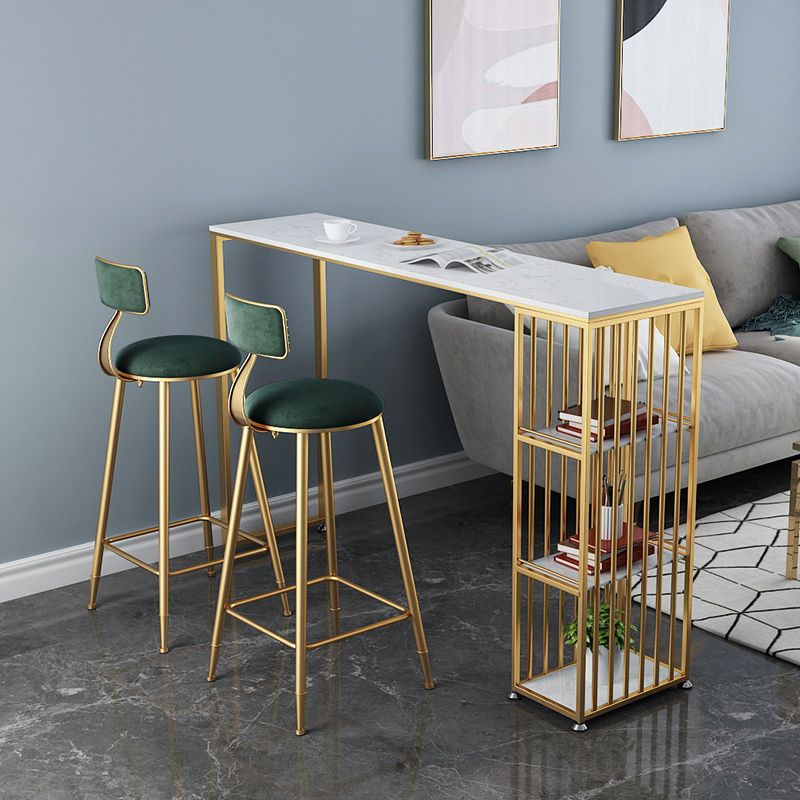 Artificial Marble Cocktail Bar Table 42-inch Height Gold Base Pub Table