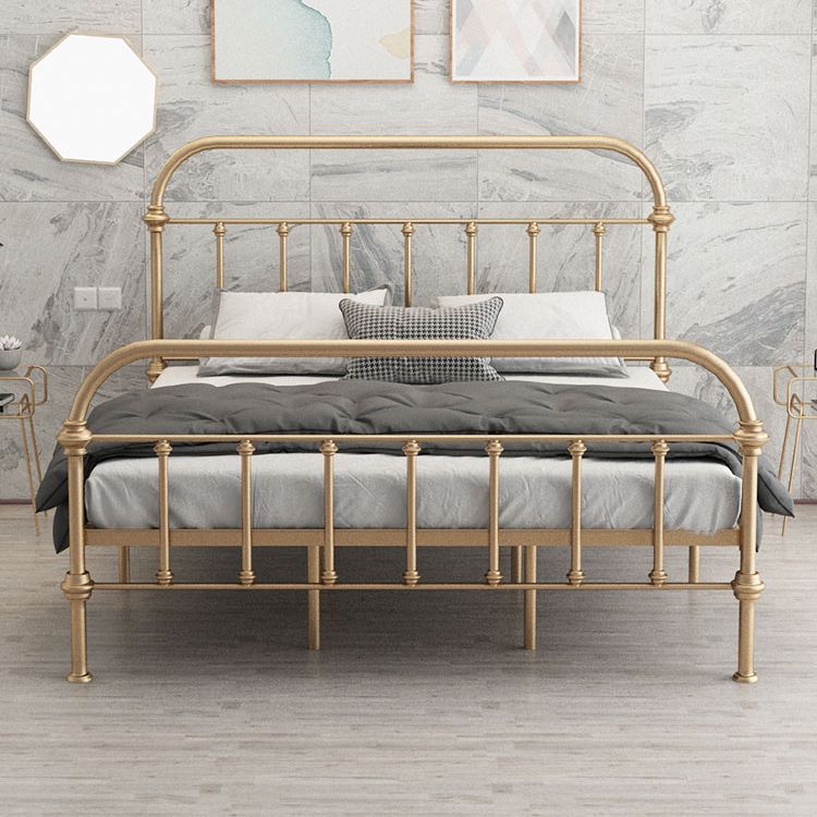 Luxurious Standard Bed with Open-Frame Headboard and Metal Legs