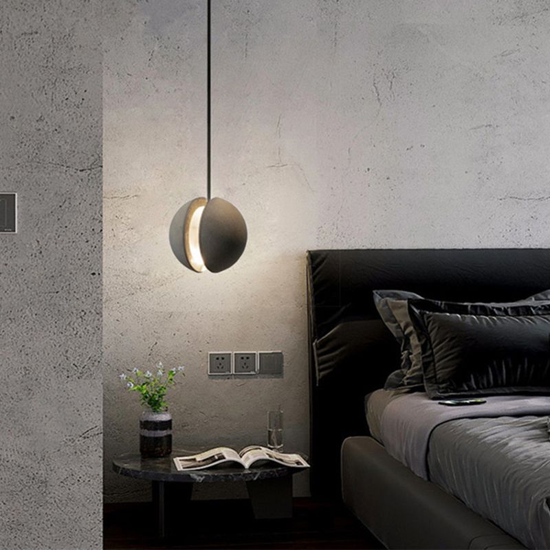 Modern Artistic LED Pendant Light Cement Globe Hanging Lamp with Acrylic Shade