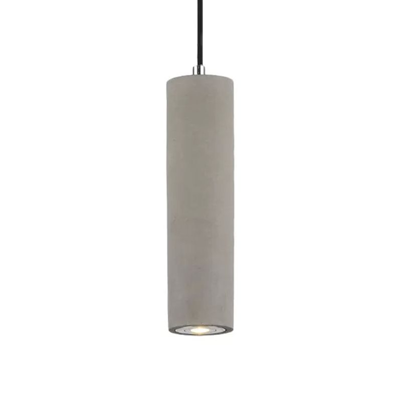 10"/19.5" Tube Pendant Lighting in Nordic Style Cement 1 Light Grey Hanging Ceiling Light in Warm/White Light