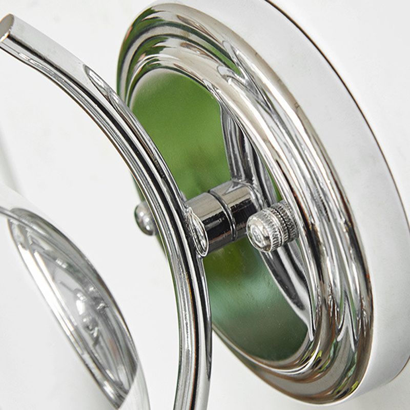 1-Light Modern Wall Lamp Silver Wall Mount Lamp with Glass Shade for Bedroom