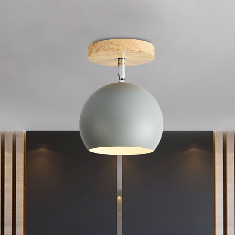 Draaibare Orb Shade Inbouwlamp 1-lichts metalen plafondlamp voor studeerkamergang