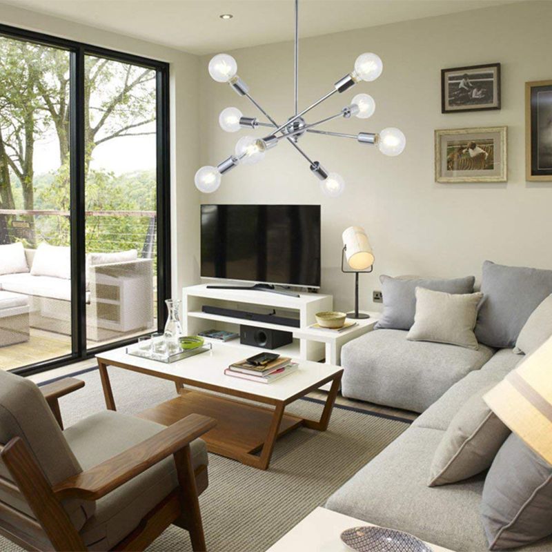 Batons Lighting de lámpara de araña molecular bombilla expuesta colgante colgante para sala de estar