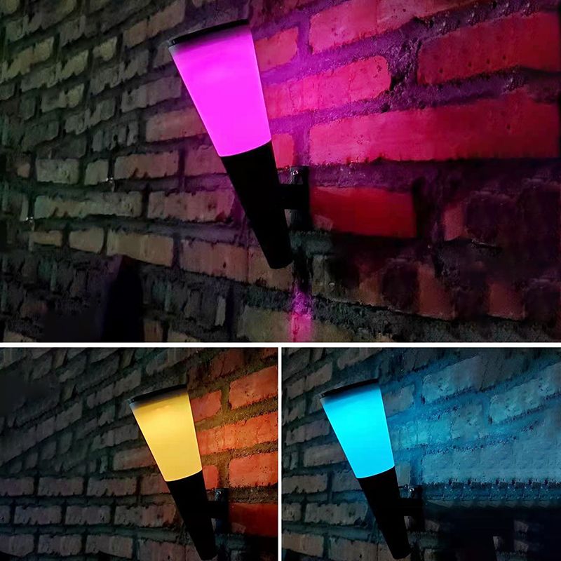 Conical Outdoor Solar Wall Sconce Plastic Nordic LED Wall Light Fixture in Black