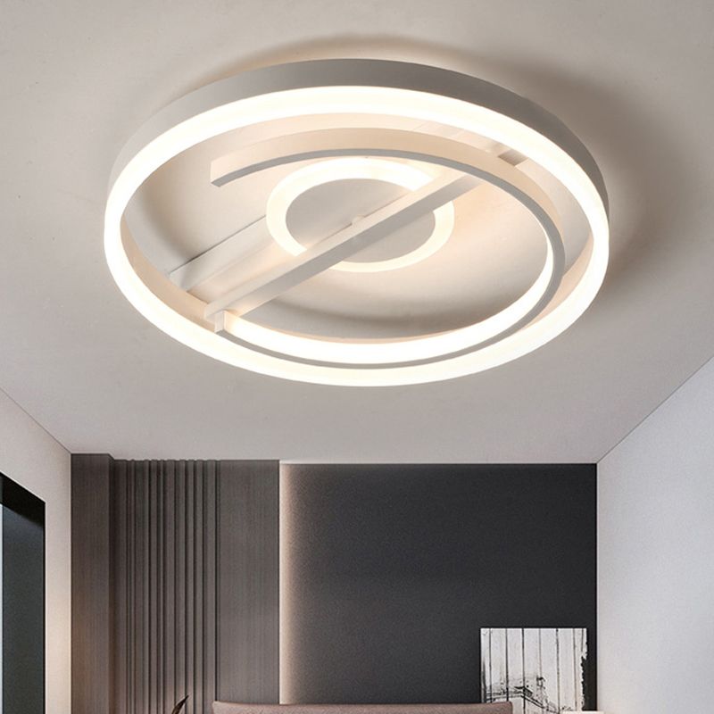 16"/19.5" Wide Circle Acrylic Ceiling Mounted Light Contemporary Black/White LED Flush Light in Warm/White/3 Color Light