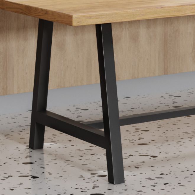 Industriële vaste houten rechthoek dineren kaki standaard eettafel met schroefbasis