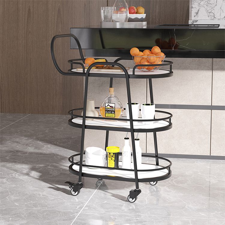 33.46" High Contemporary Style Oval Prep Table Rolling Metal Prep Table for Kitchen