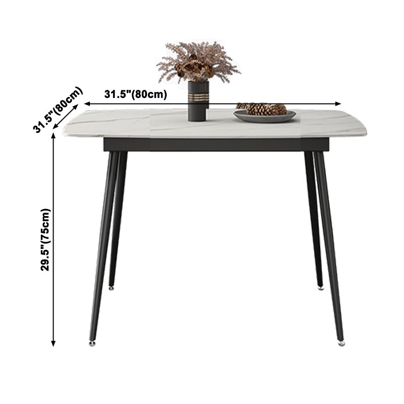 Industrial Style Stone Dining Table 4 Legs Dining Site Table for Dining Room