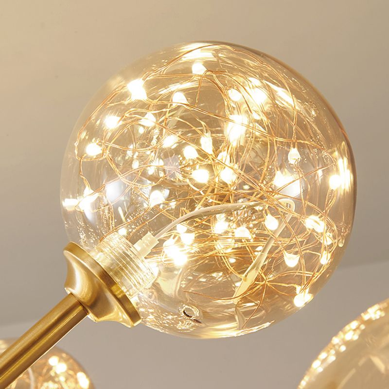 Glass Pendant Light Global Contemporary Gold Hanging Light for Living Room