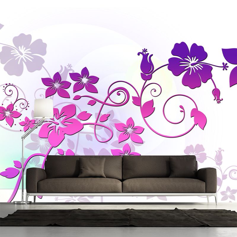 Modern Illustration Mural Wallpaper Flowers Sitting Room Wall Mural