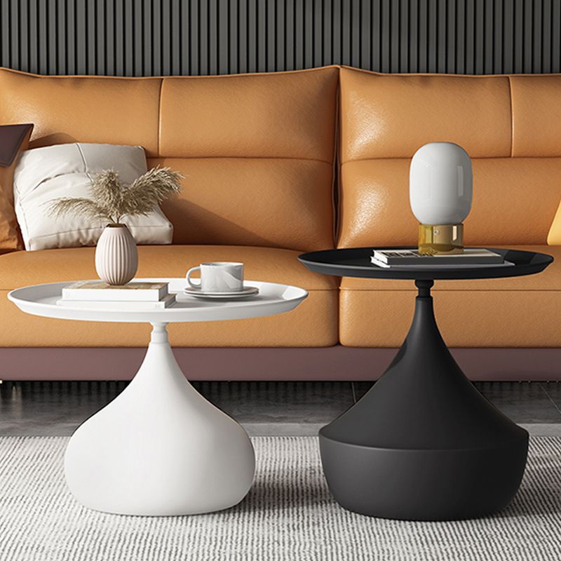 Mid-Century Round Iron Coffee Table Set Pedestal Tray Top Cocktail Table