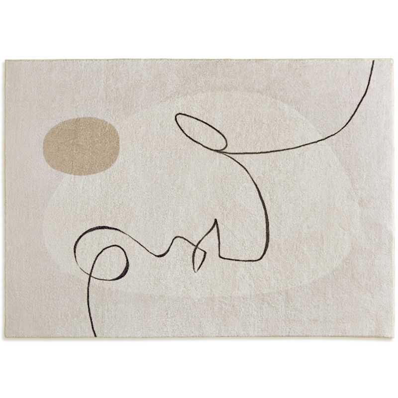 Apricot Tone Calming Rug Polyester Abstract Print Indoor Rug Non-Slip Backing Carpet for Living Room