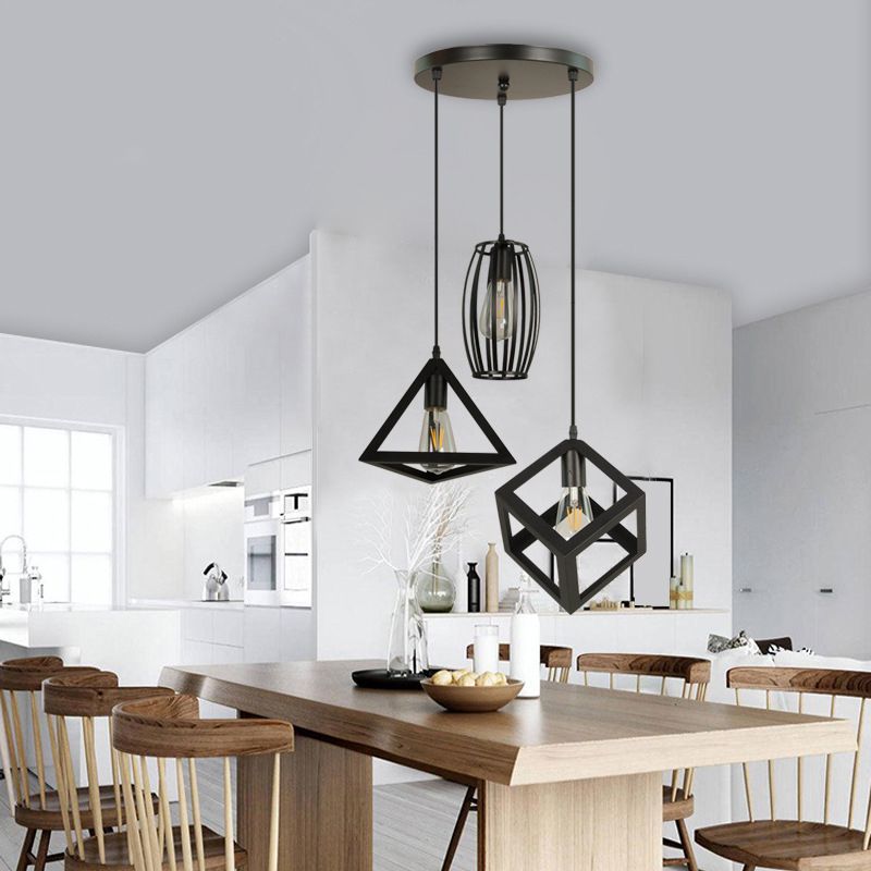 Geometric Island Light Industrial Hanging Lighting Fixture for Dining Room