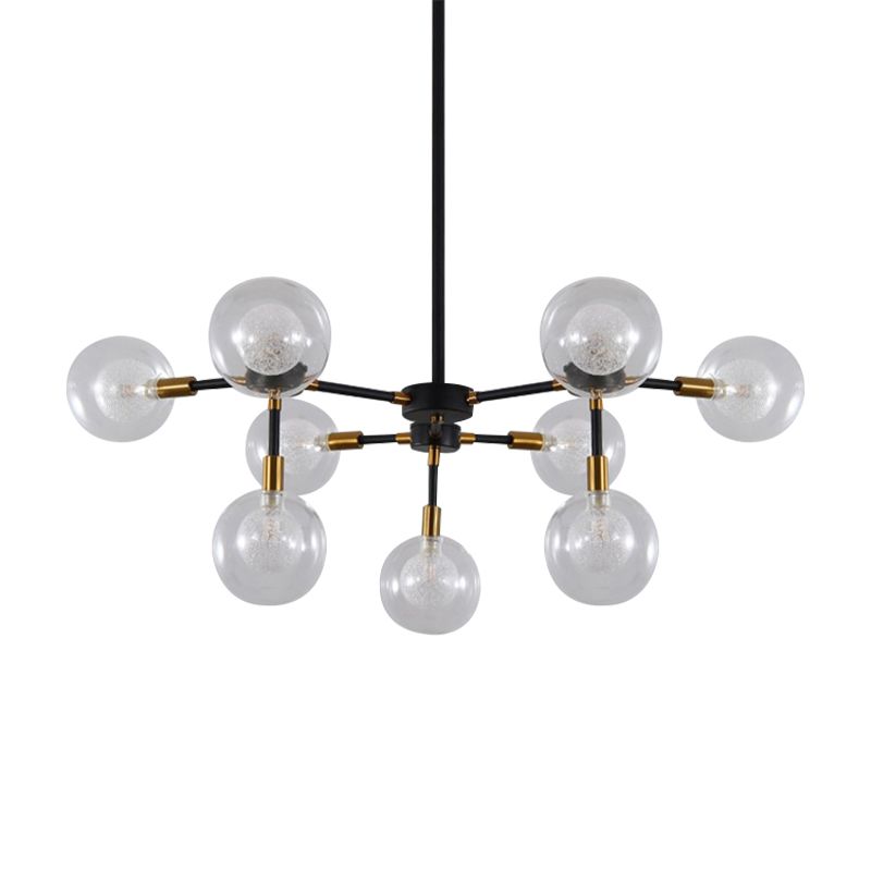 Lumière de suspension de ligne métallique avec lustre de style moderne clair en noir pour salle à manger