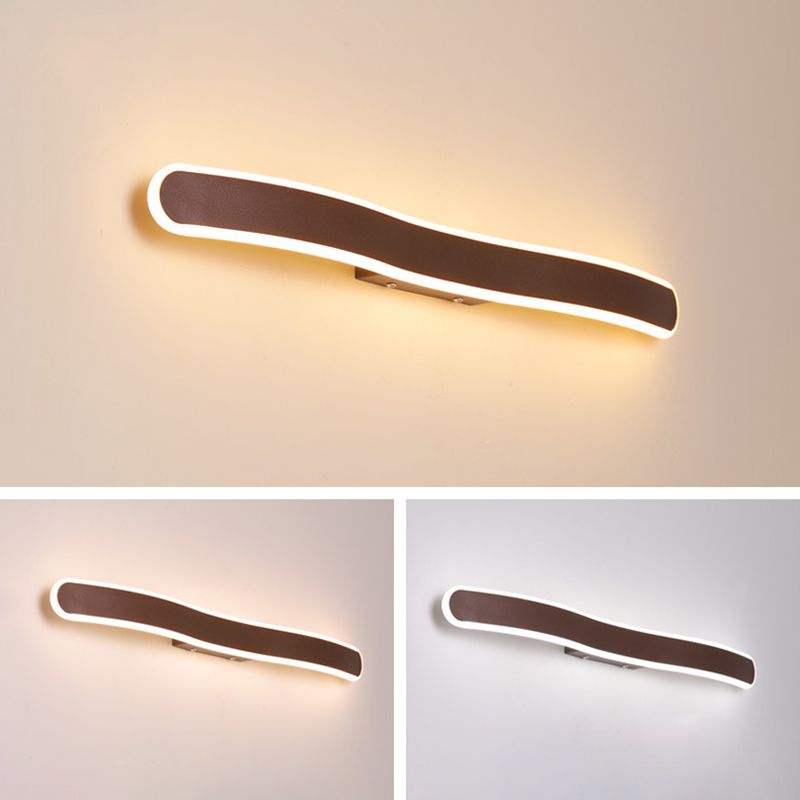 Metal Thin Vanity Wall Sconce Modern Style 1 Light Vanity Lighting Fixtures in Brown