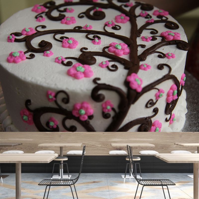 Simple Dessert Mural Wallpaper for Commerce Shop Decoration, Waterproofing