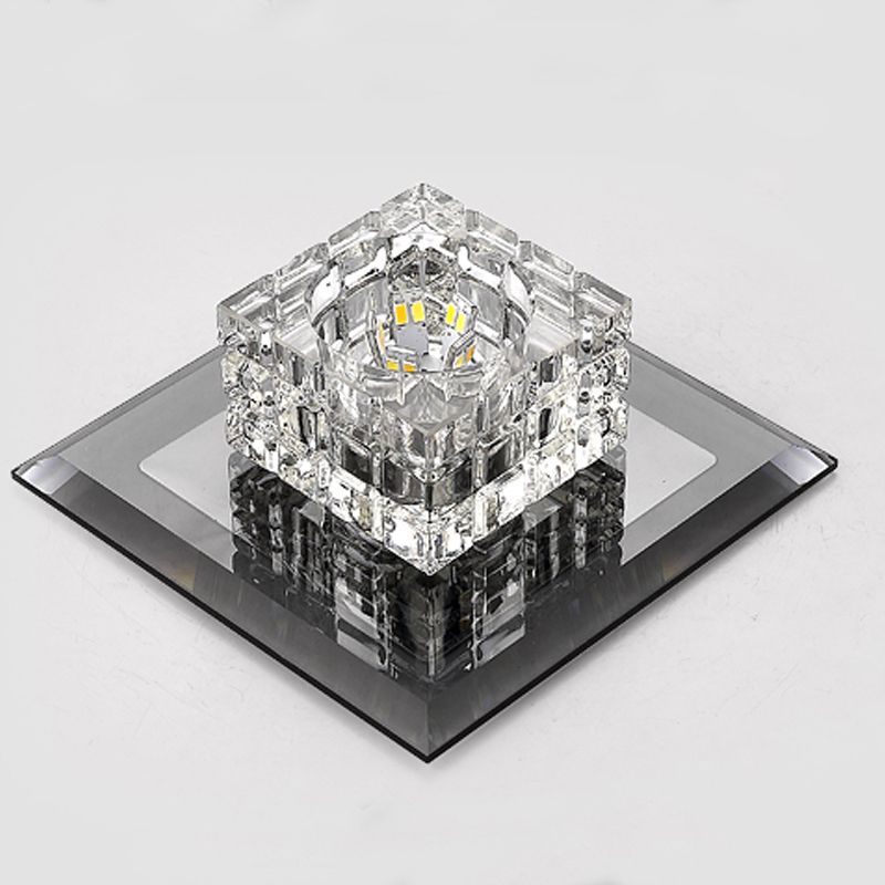 Zeitgenössische geometrische Deckenleuchte aus Kristallglas mit Loch 3'' Durchmesser