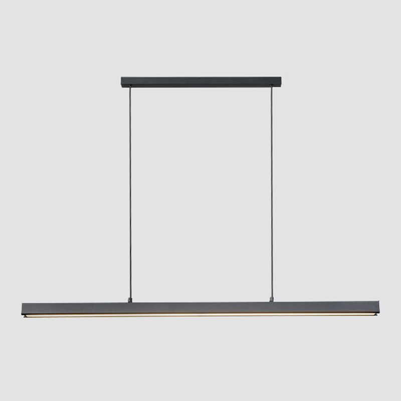 Zeitgenössischer Stil linearer Form Island Light Metal 1 hängendes Anhänger Licht in Schwarz