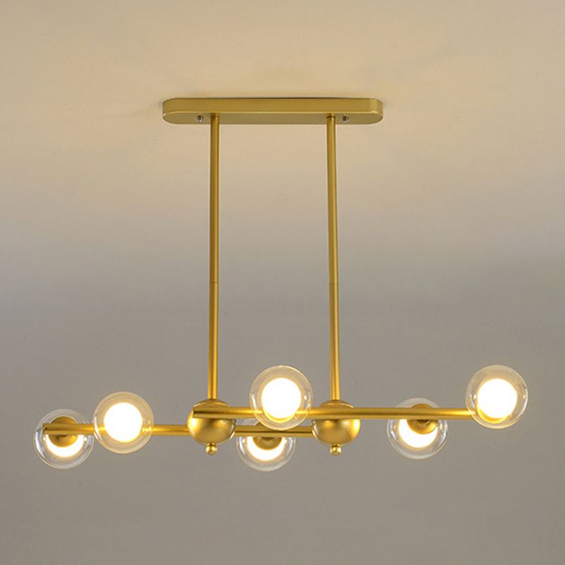 Glass Shade Island Light Fixture Contemporary Gold Suspension Light for Dining Room