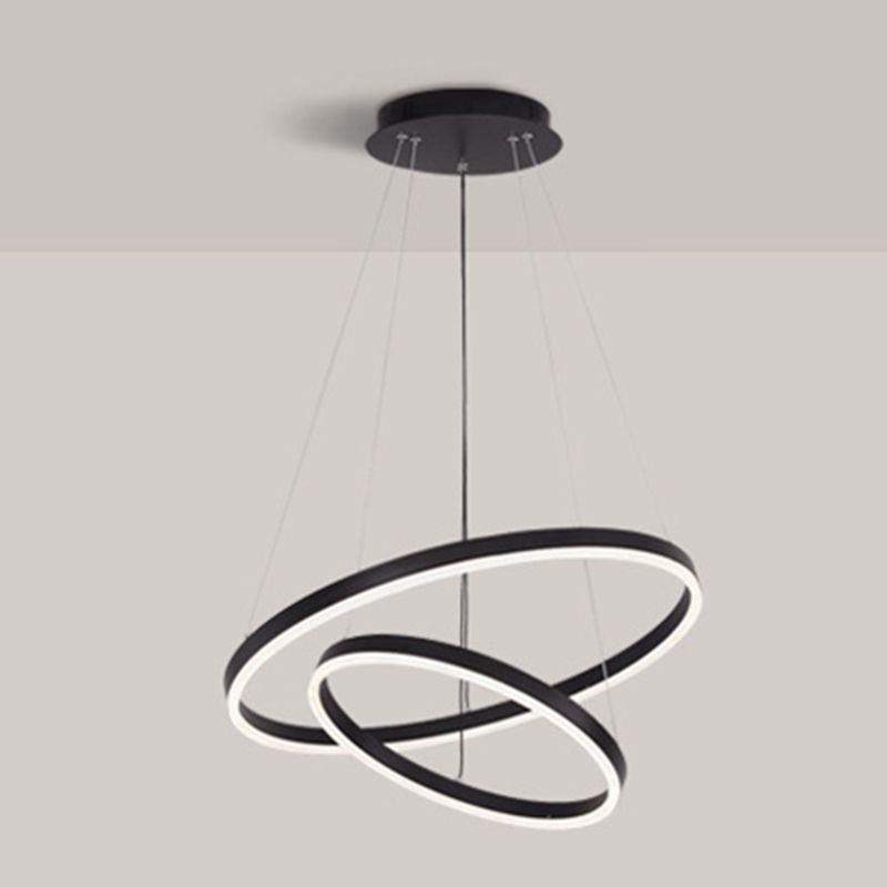 New Modern Black Tiered Chandelier Light Fixtures Aluminum LED Hanging Lamp for Living Room