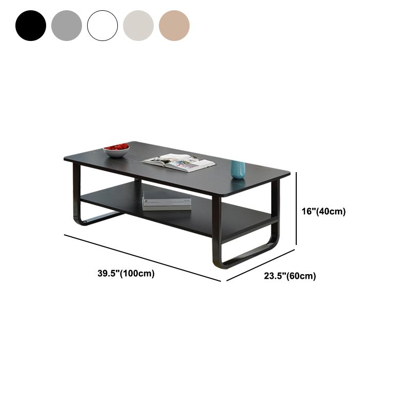 Modern Style Rectangular Wooden Table Metal Sled Base Coffee Table