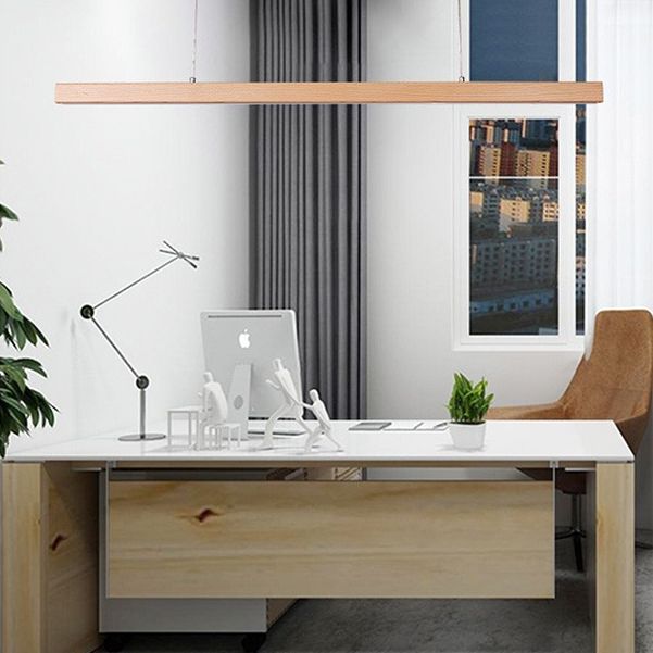 Luci a sospensione a sospensione in legno Lampade appese lineari moderne per sala da pranzo