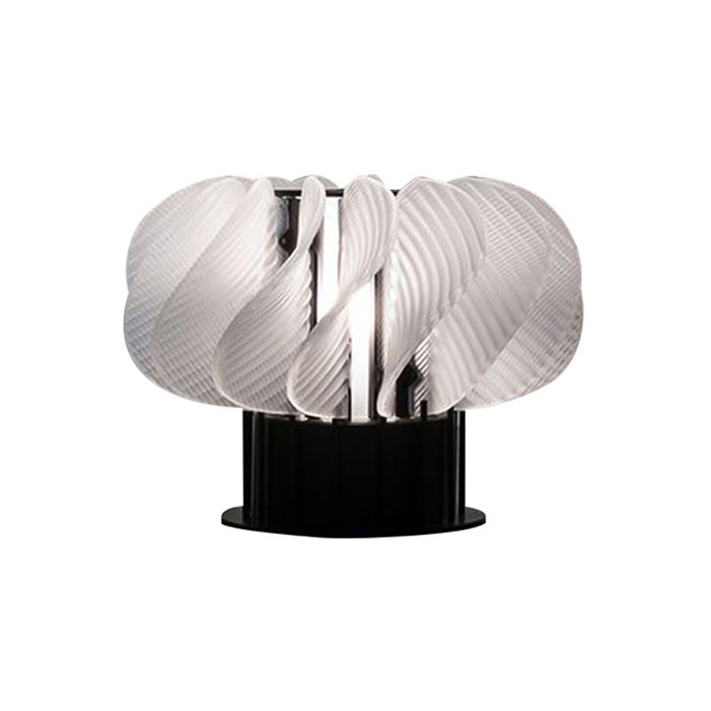 Acrylic Curved Panel Desk Light Modernist LED Table Lamp in White and Black with Spiral Design
