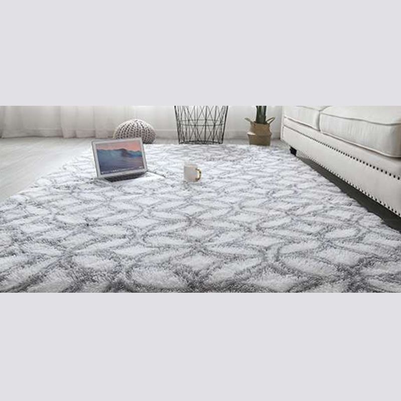 White Tone Modern Indoor Rug Polyester Shape Print Carpet Easy Care Rug for Home Decoration