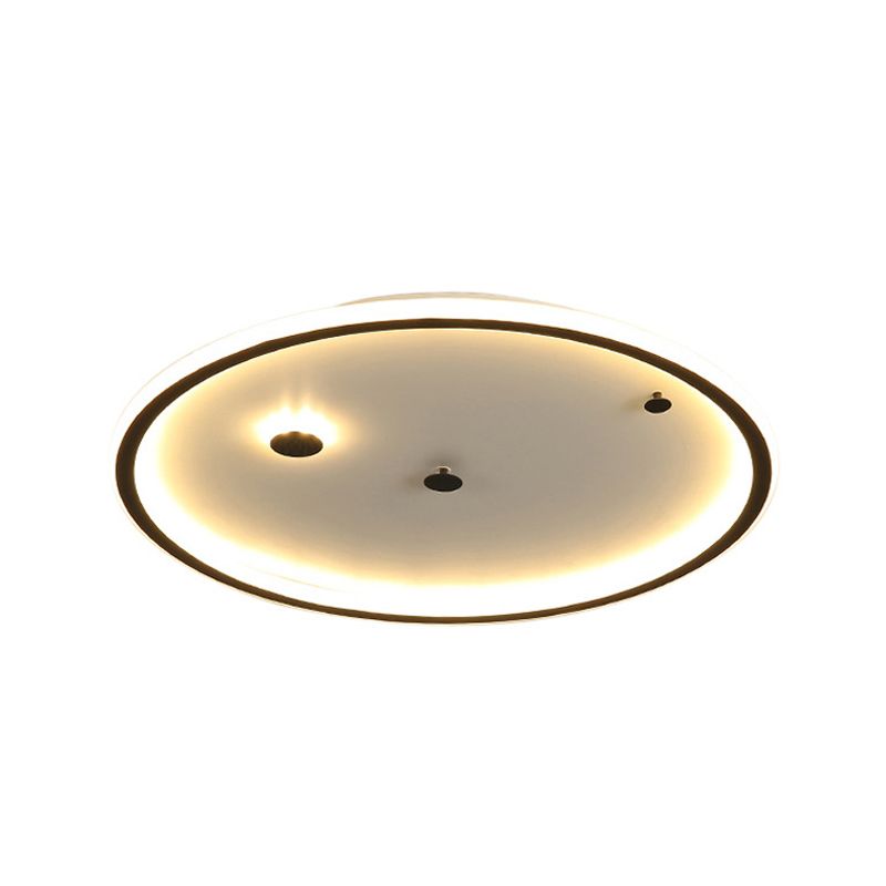 16"/19.5" W Simple LED Flushmount Black/Gold Round Ceiling Lamp Fixture with Acrylic Shade in Warm/White Light