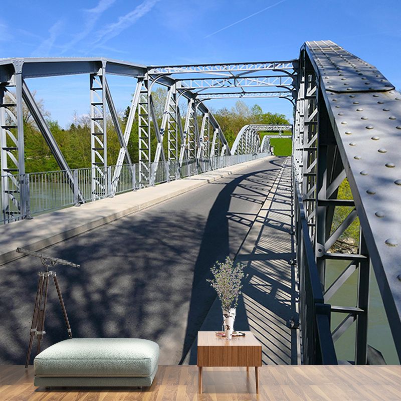3D Bridge Environment Friendly Wall Mural Industrial Style Space Extension Wall Mural