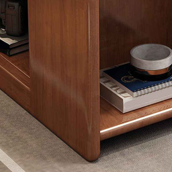 Modern Rectangle Wood/Slate Top Side Table 20.5" Tall End Table with Shelves