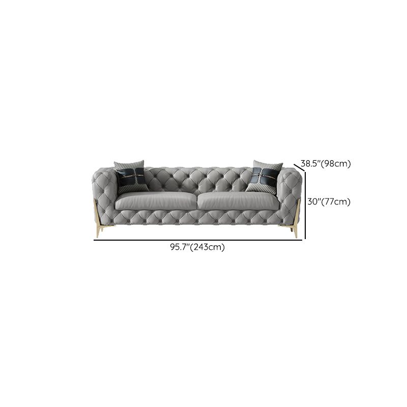 Tufted Contemporary Sofa in Gray 30.31" High Tuxedo Arm Sofa