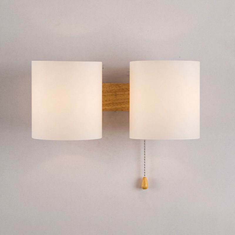 Modern Style Cylinder Shape Wall Lamp Wood Sconces Light for Bedroom