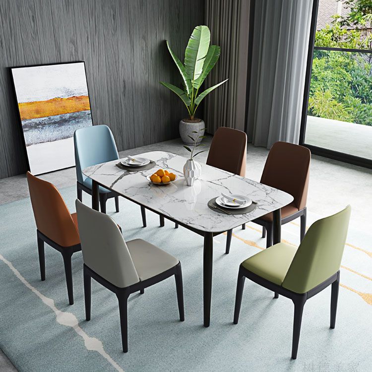 Silla de comedor de madera de goma industrial para acabado mate de cuero silla lateral (juego de 2)