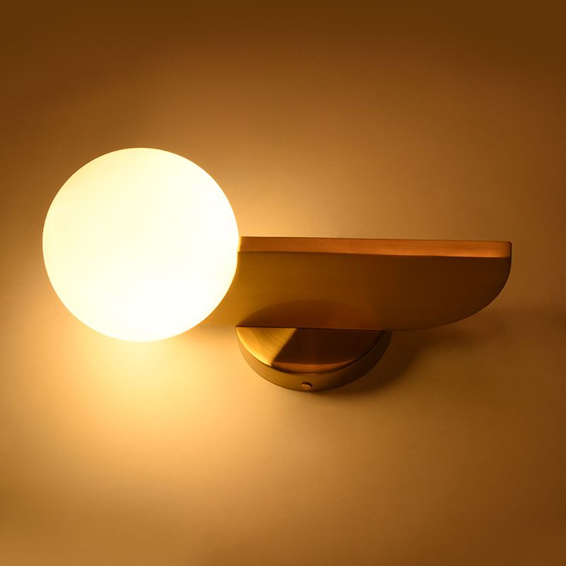 Nordic Postmodern Metal Wall Sconce Light 1 Head Glass Ball Sconce Light for Bedroom