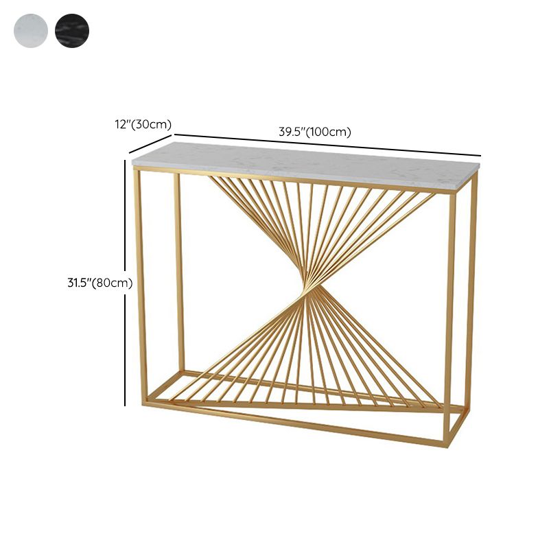 11.81-inch Wide Console Table Glam Marble Accent Table with 1 Shelf