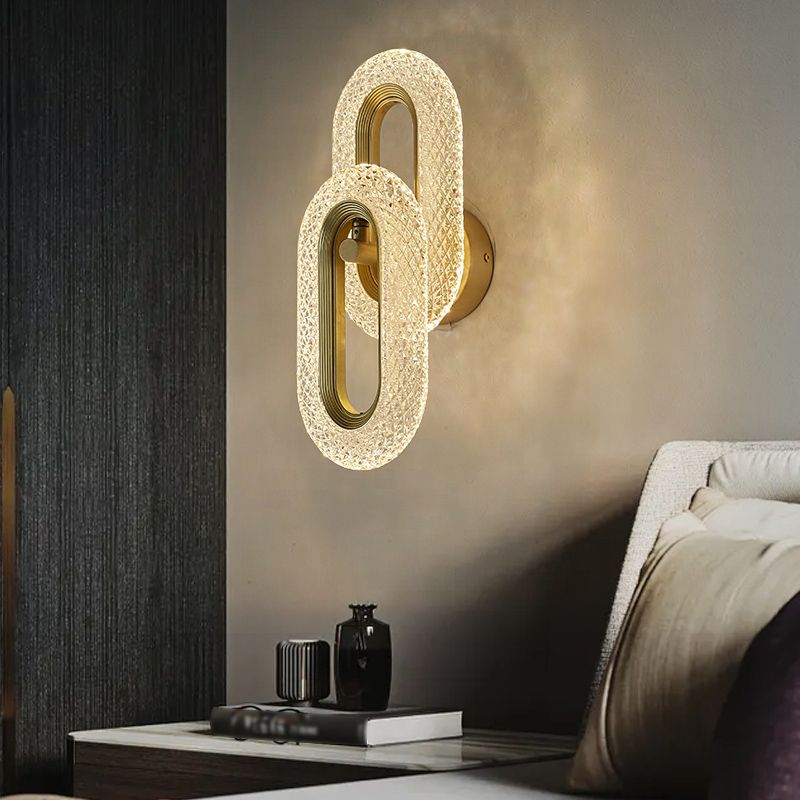 Contemporary Acrylic Wall Mount Lamp Bronze Oval Wall Sconce for Bedroom