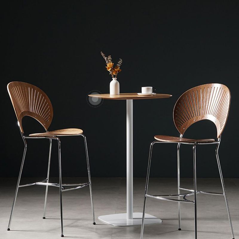 Industrial Armless Solid Wood Barstools 25-Inch Metal Bar Stool