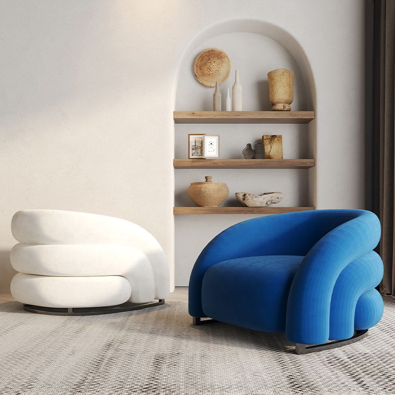 Modern Fixed Back Chair Solid Color Upholstered Sloped Arms Chair