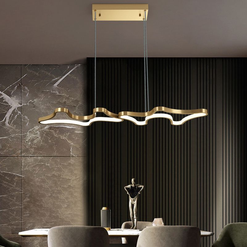 1 leichte moderne Metallleuchterlampe Linear LED Island Anhänger für Esszimmer