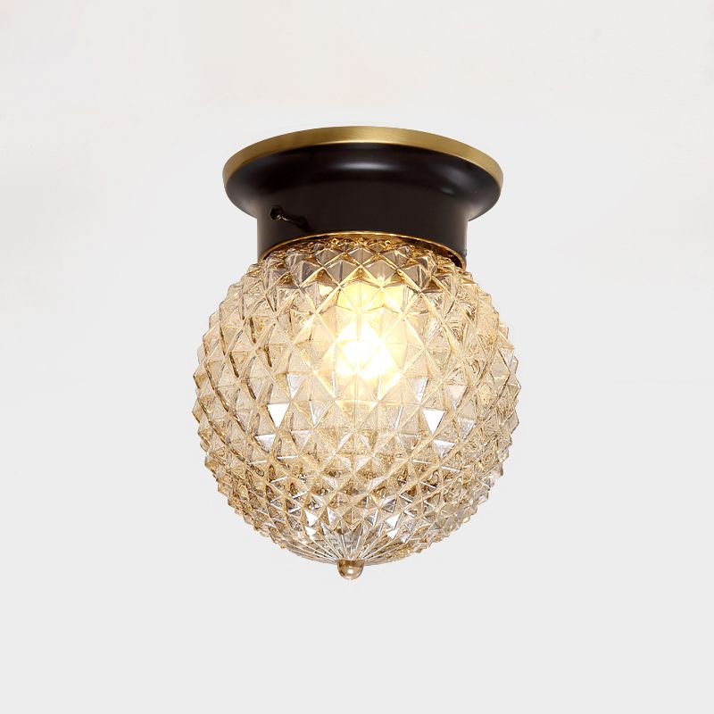 Glass Shaded Close to Ceiling Lighting Fixture Minimalist Ceiling Mount Lamp