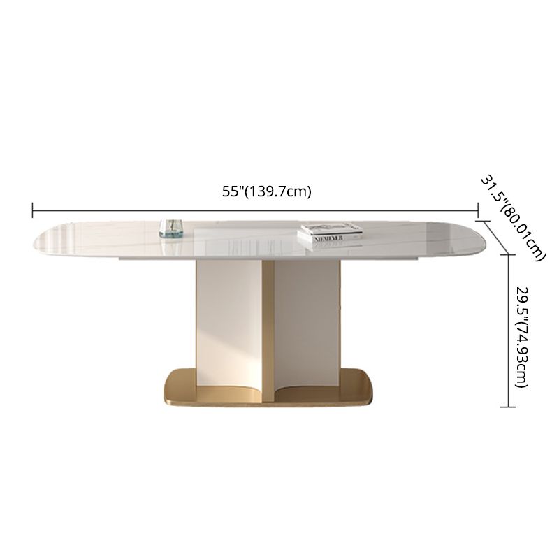 Contemporary Sintered Stone Top Standard Dining Set White Rectangle Shape Dining Set for Kitchen