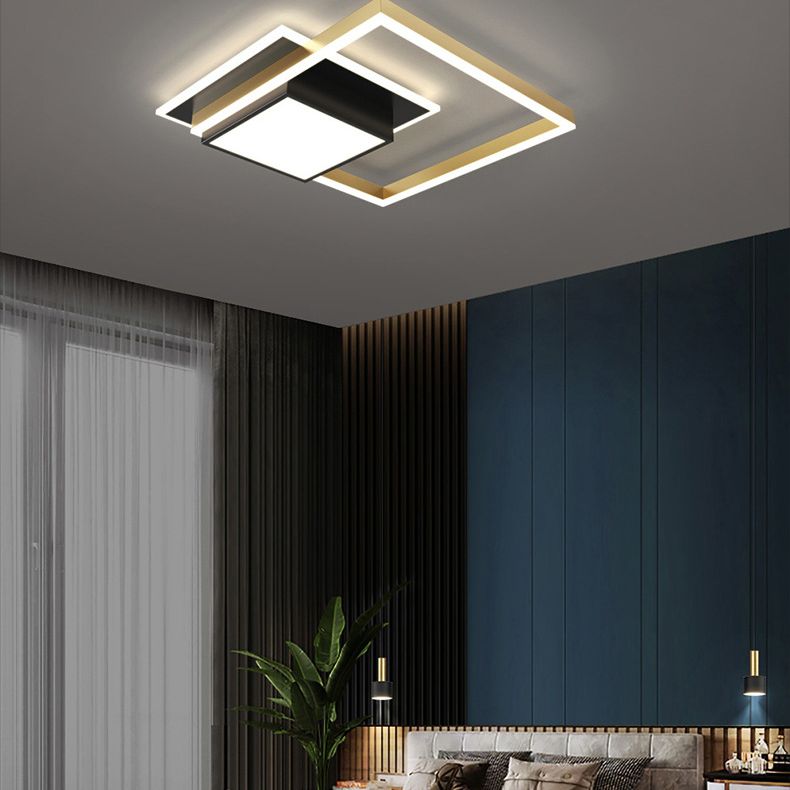 Acryl Hedendaagse Stijl LED Plafond Licht Minimalisme Aluminium Nordic Style Flush Mount Lighting Fixture in Gold