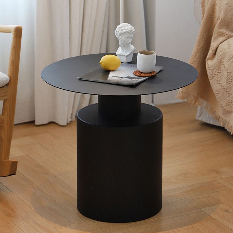 Pedestal Metal Coffee Table Contemporary Cocktail Table in Black/White