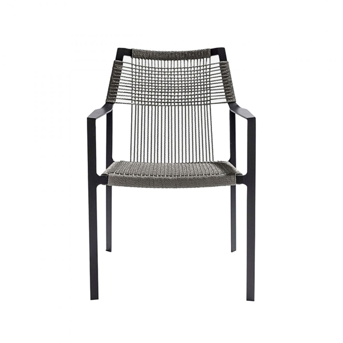 Industrial Outdoors Dining Chairs with Rattan Back and Aluminum Base