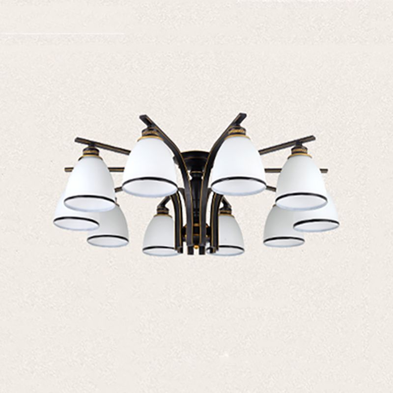 Black Semi Flush Mount Lighting Modern Style Glass Conical Semi-Flush Mount Ceiling Light