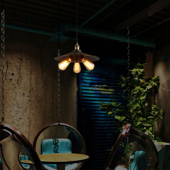 3 Lights Saucer hanglampen retro industrieel metalen plafondarmatuur voor coffeeshop
