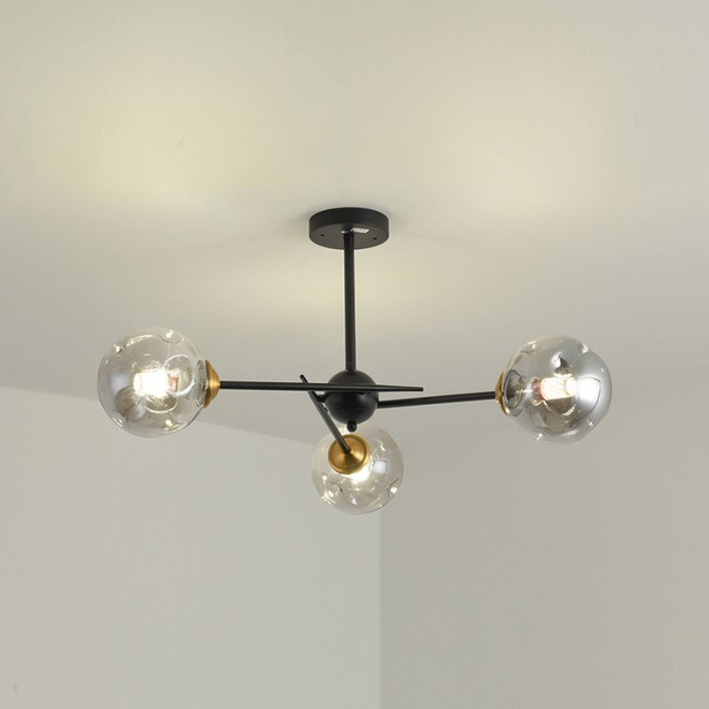 Modern Style Chandelier Light Fixture Globe Shape Glass Hanging Light for Living Room