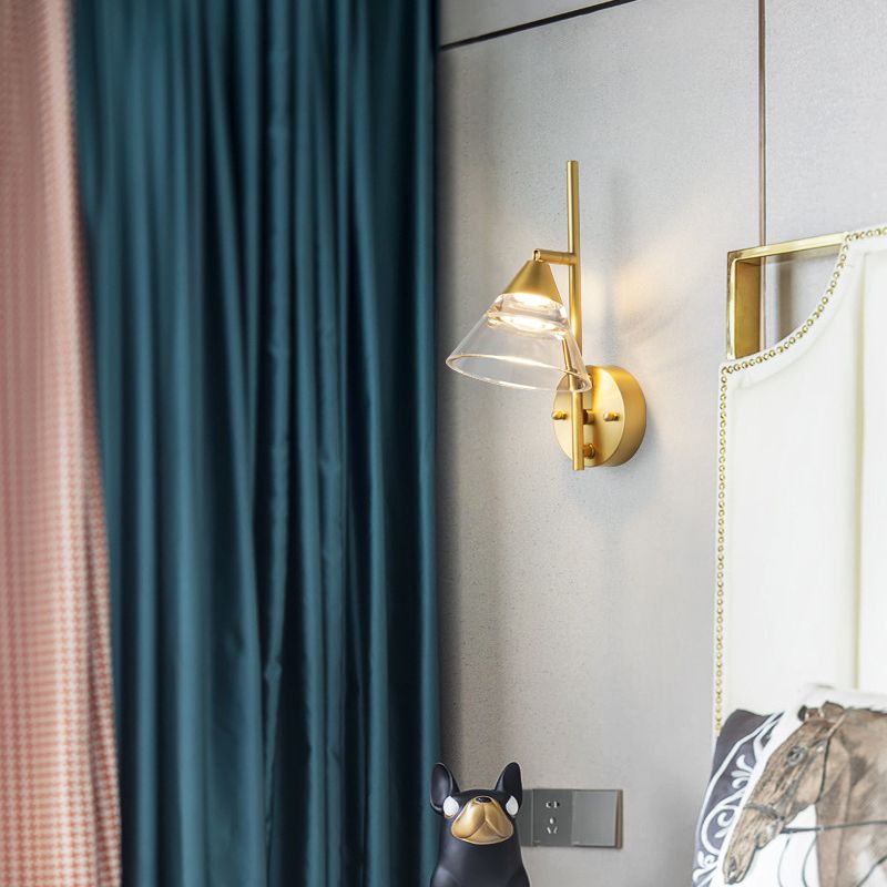 LED Modern Metal Wall Sconce Cone Shape Wall Light with Acrylic Shade for Courtyard